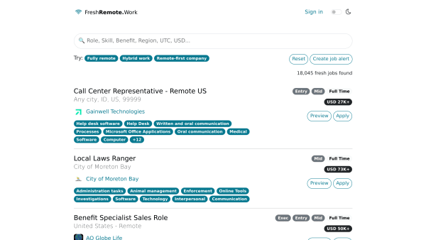 FreshRemote.Work's website screenshot