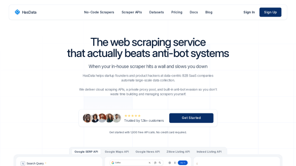 HasData: Structured Web Data APIs's website screenshot