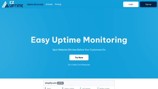 EzUptime's website screenshot
