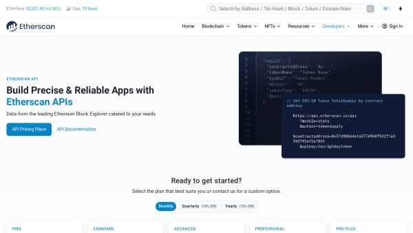 Etherscan's website screenshot