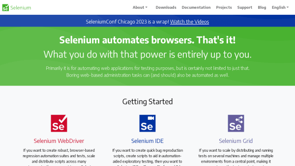Selenium's website screenshot