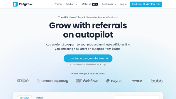 Refgrow's website screenshot