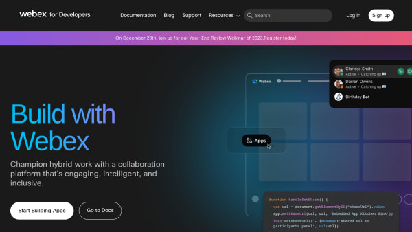 Webex's website screenshot