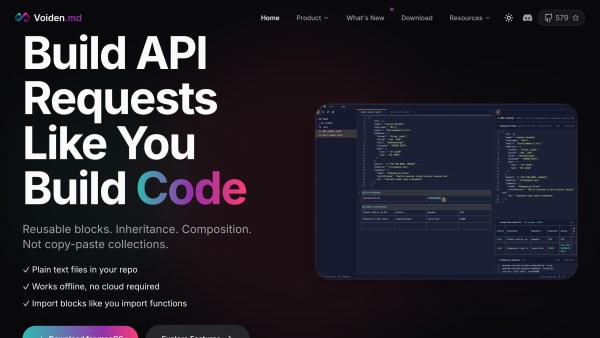 Voiden API Client's website screenshot