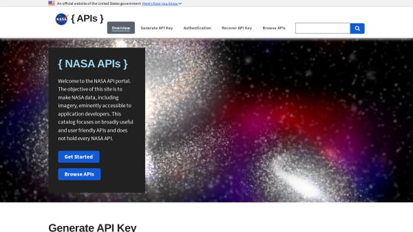 NASA's website screenshot