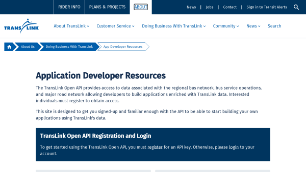 Transport for Vancouver, Canada's website screenshot
