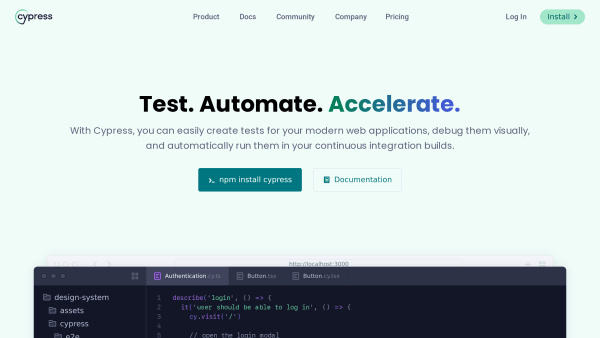 Cypress's website screenshot
