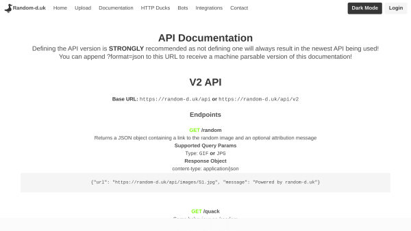 RandomDuck's website screenshot