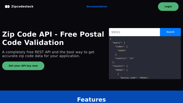 Zipcodestack's website screenshot