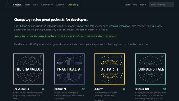 The Changelog's website screenshot