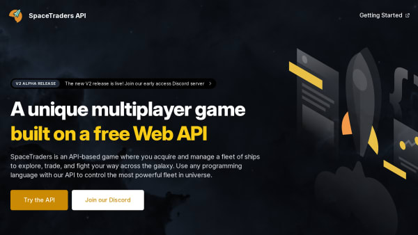 SpaceTradersAPI's website screenshot