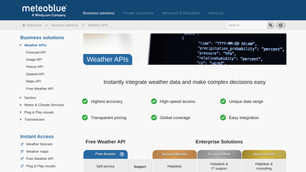 Meteoblue's website screenshot