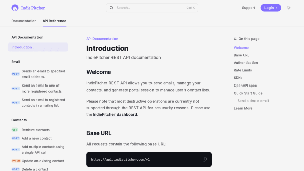 IndiePitcher's website screenshot
