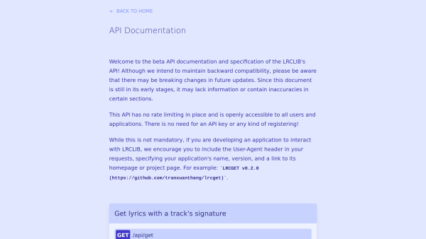 LRCLIB's website screenshot