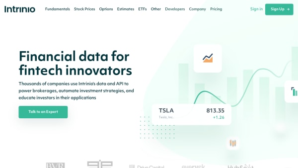 Intrinio's website screenshot