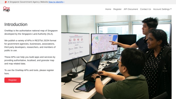 One Map, Singapore's website screenshot