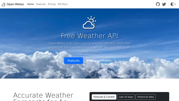 Open-Meteo's website screenshot