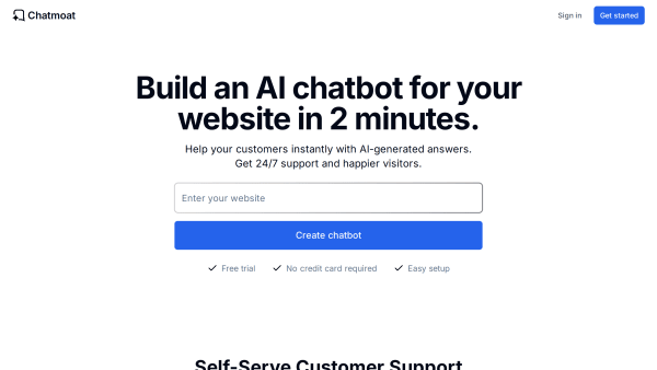 Chatmoat's website screenshot