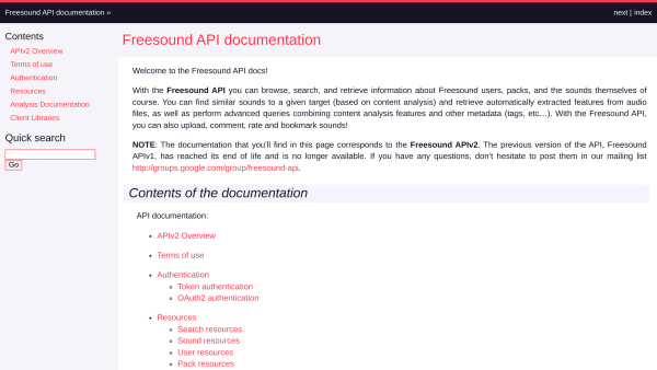 Freesound's website screenshot