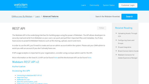 Webdam's website screenshot