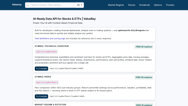 ValueRay's website screenshot