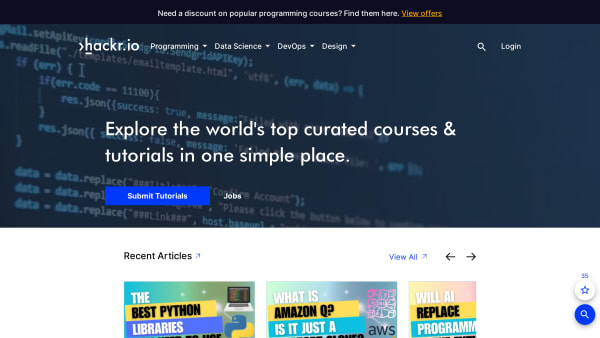Hackr.io's website screenshot