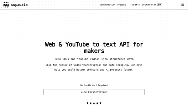 Supadata's website screenshot