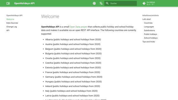 OpenHolidays API's website screenshot
