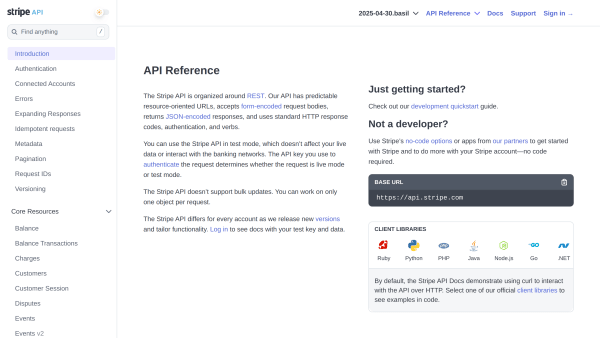 Stripe's website screenshot
