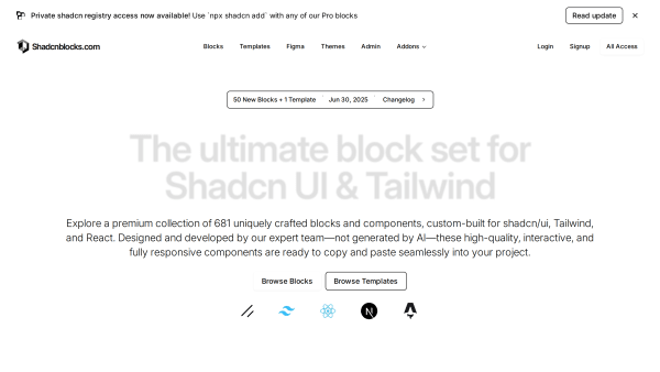 Shadcnblocks's website screenshot