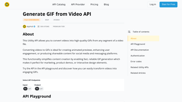 GIF from Video API's website screenshot