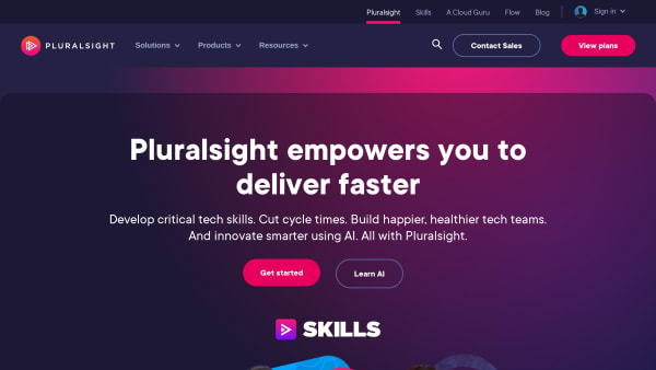 Pluralsight's website screenshot