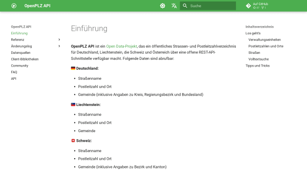 OpenPLZ API's website screenshot