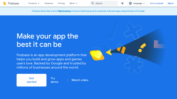 Firebase's website screenshot