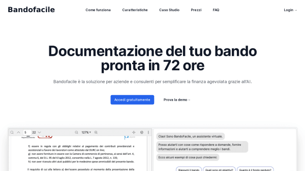 BandoFacile's website screenshot