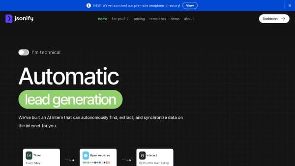 Jsonify's website screenshot