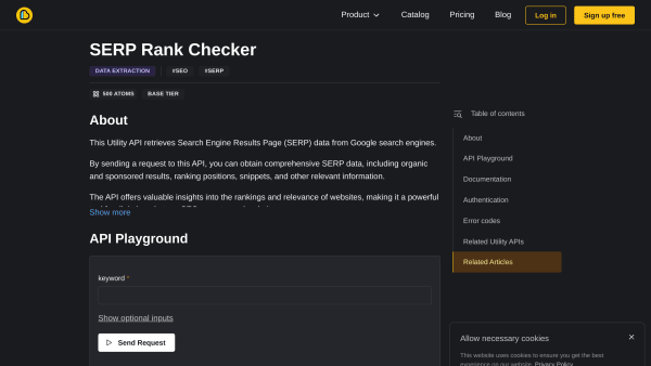 SERP Rank Checker's website screenshot