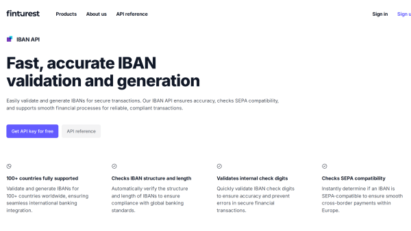 Finturest IBAN's website screenshot