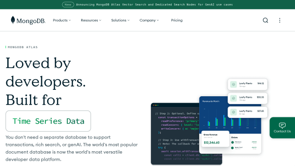 MongoDB's website screenshot