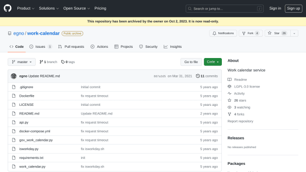 Russian Calendar's website screenshot