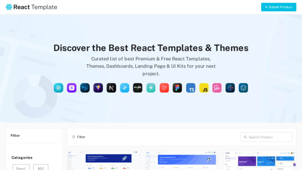 React Template's website screenshot