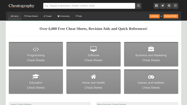 Cheatography's website screenshot