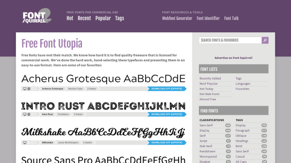 Font Squirrel's website screenshot