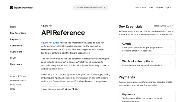 Square's website screenshot