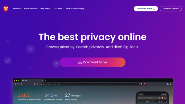 Brave's website screenshot