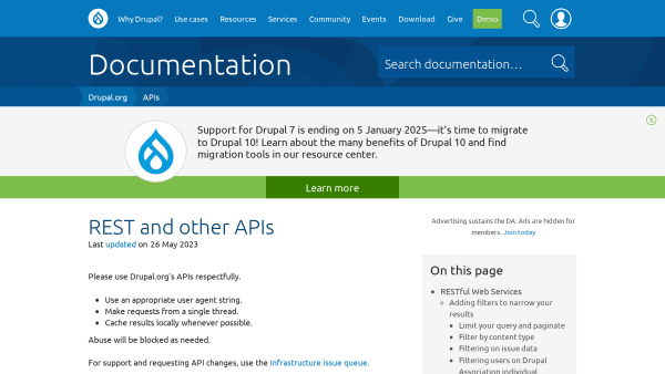 Drupal.org's website screenshot