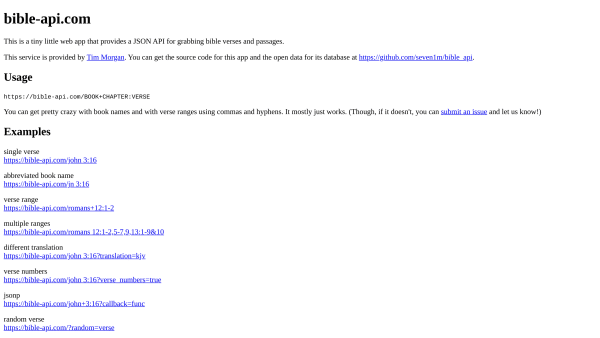 Bible-api's website screenshot