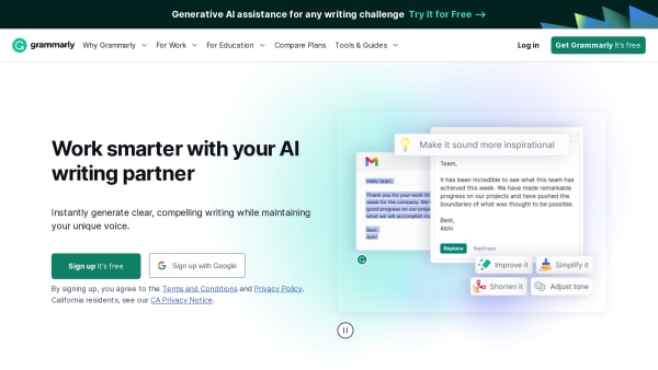 Grammarly's website screenshot