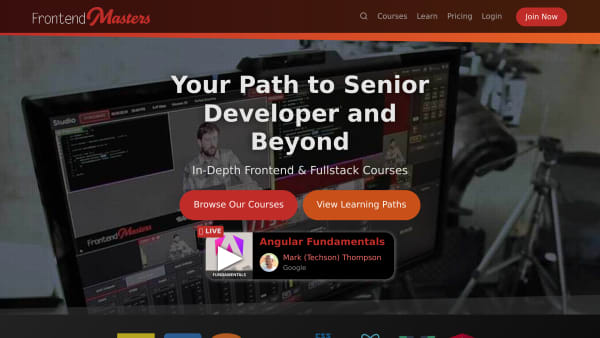 Frontend Masters's website screenshot