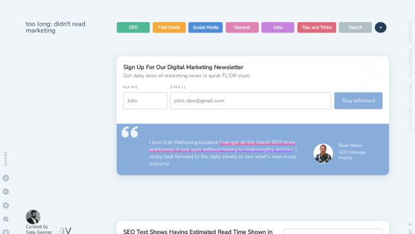 tl;dr Marketing's website screenshot